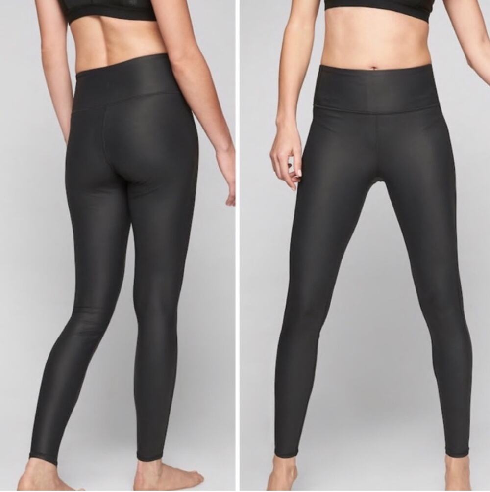 Athleta Leggings Womens Medium Black Shimmer Chaturanga Yoga Pilates Shine Gym